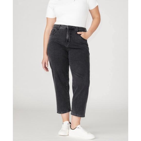 ELOQUII Naomi Crop Jeans Size 16 NWT Straight Cotton Stretch Plus Curvy Acid - Picture 1 of 16